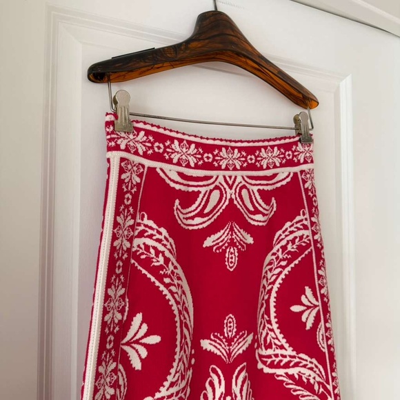 Farm Rio Red Tropical Jacquard Knit Skirt - Picture 2 of 8